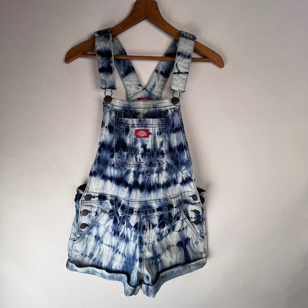 Dickies Tie-Dye Blue & White Short Overalls